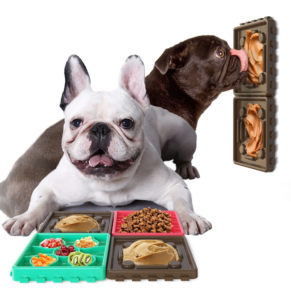 Factory Wholesale 4 In 1 Silicone Pet Fun Interactive Slow Feeder Bowl Dog Lick Mat Dog Food Plates