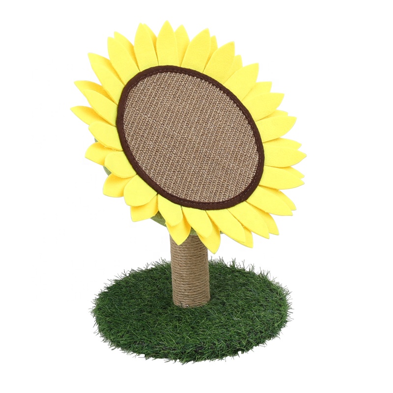 Factory Wholesale Sunflower Funny Sisal Cat Tower Toy Vertical Cat Scratcher