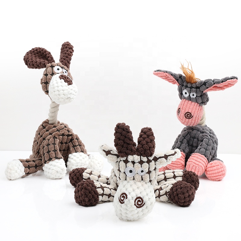 Factory Wholesale Animal Shape Rope Interactive Pet Squeak Toy Plush Dog Chew Toy