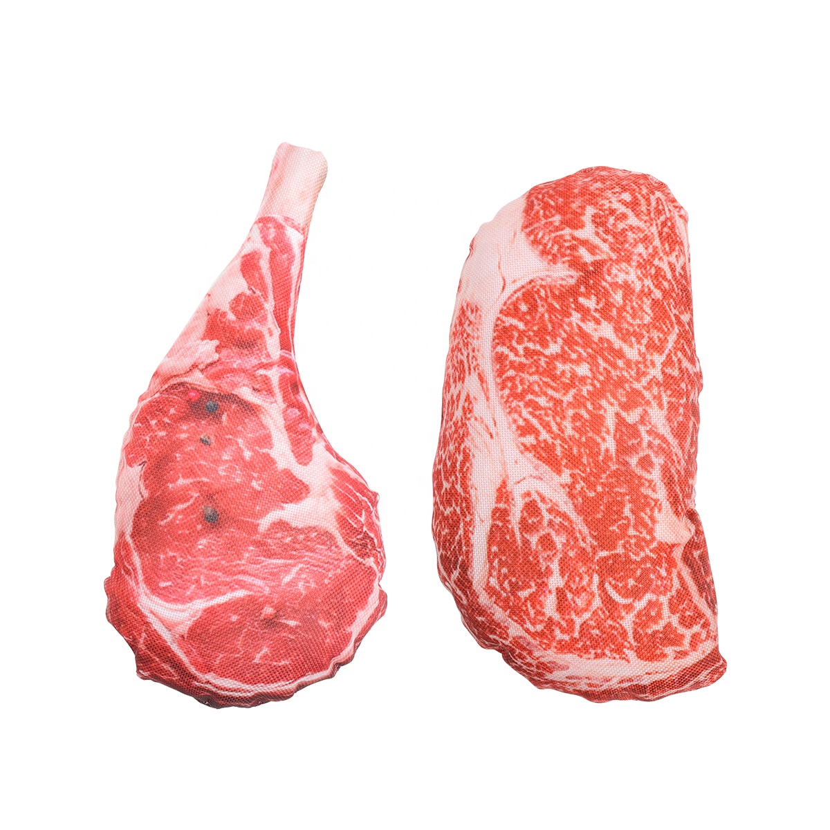Factory Wholesale Custom Logo Simulation Steak Interactive Durable Canvas Squeaky Pet Toy Dog Chew Toy
