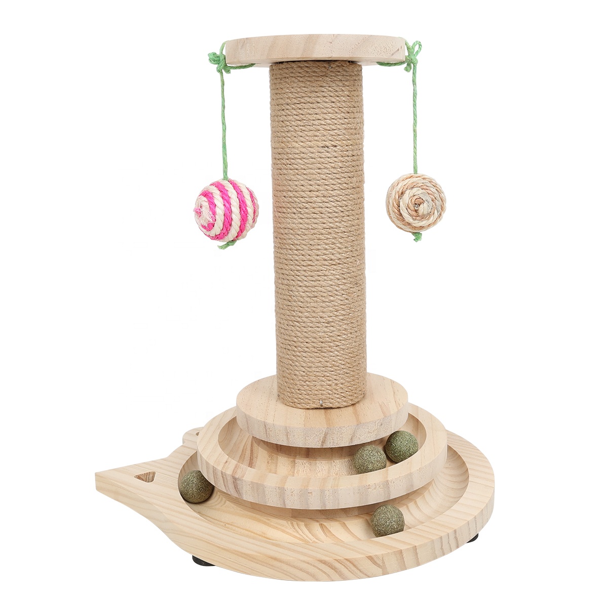 Factory Wholesale Funny Wood Cat Tower Toy Cat Scratcher Post