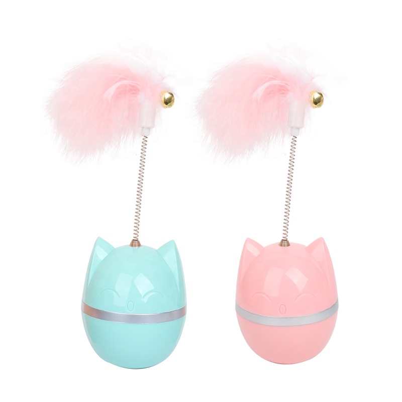 Factory Wholesale Tumbler Feather Cat Spring Toy Interactive Cat Ball Toy