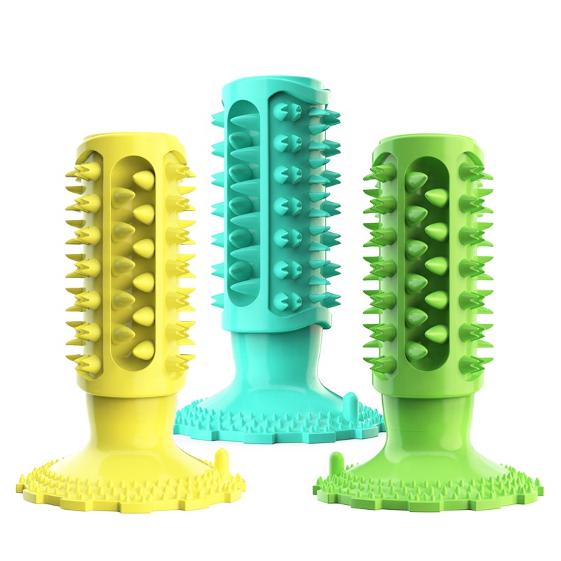 Factory Wholesale Rubber Suction Cup Indestructible Pet Chew Toothbrush Toys For Dogs
