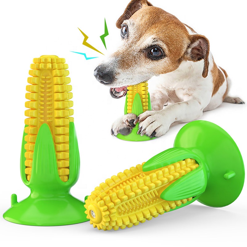 Factory Wholesale Corn Suction Cup Rubber Dog Squeaky Chew Toy For Aggressive Chewers