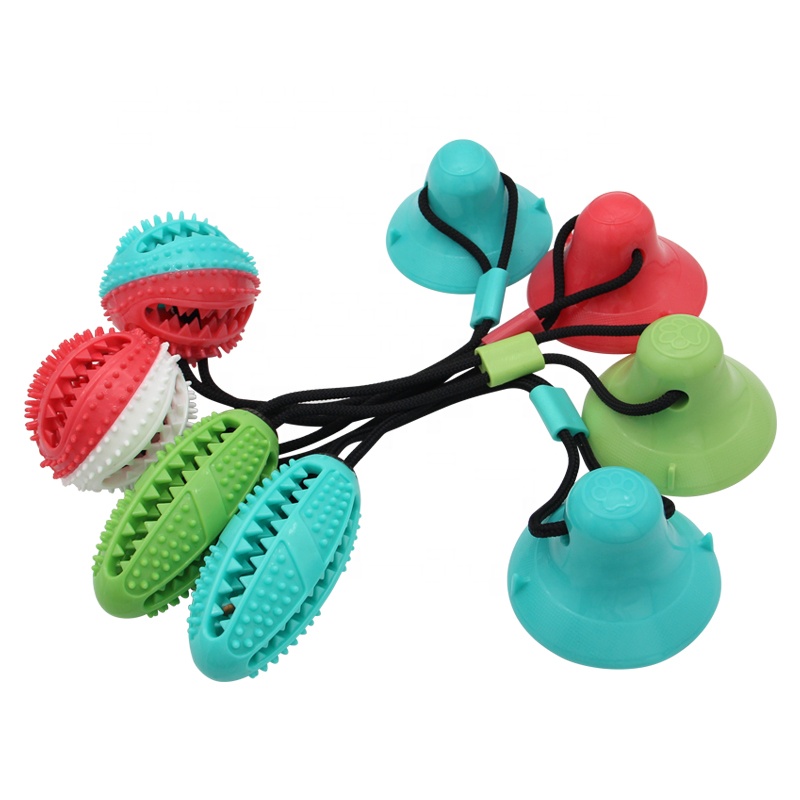 Factory Wholesale Rubber Pet Molar Bite Toothbrush Toys Suction Cup Interactive Dog Tug Chew Toy