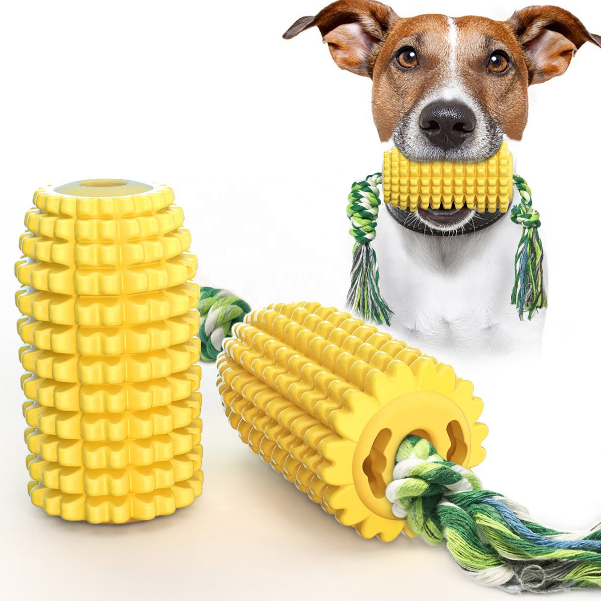 Factory Wholesale Rubber Corn Floating Pet Bite Molar Toys Interactive Dog Toothbrush Chew Toy