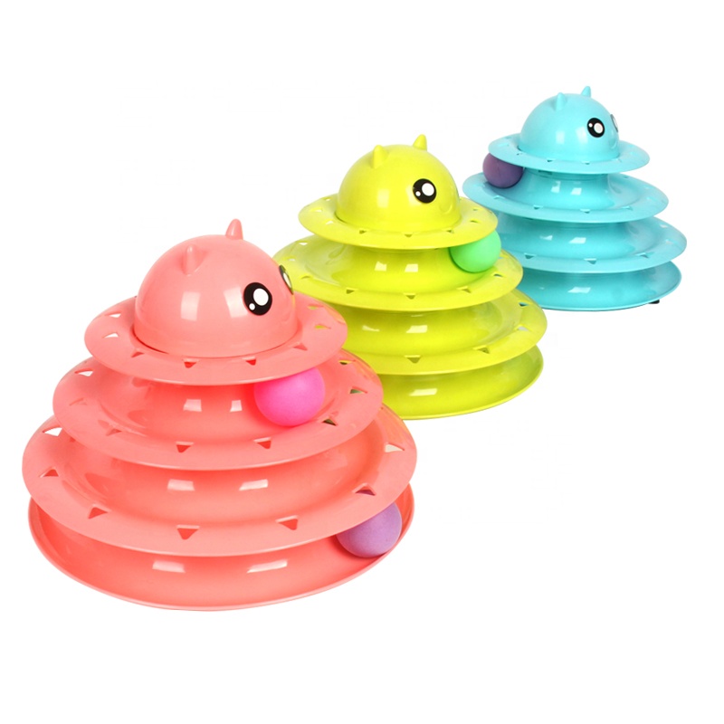 Factory Wholesale Big Base Detachable 3 Tier Tower Rotating Cat Toy Ball