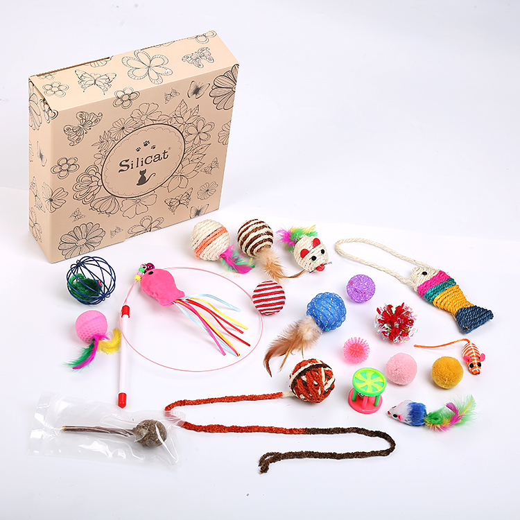 Pet Cat 20 Pcs Kitten Toys Sets Interactive Bells Toys Funny Gift For Cats