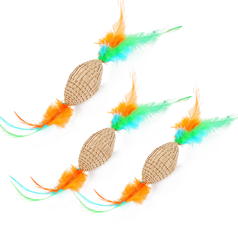 Cat Toy Feather Cardboard Scrather Toy Kitten Rolling Toy