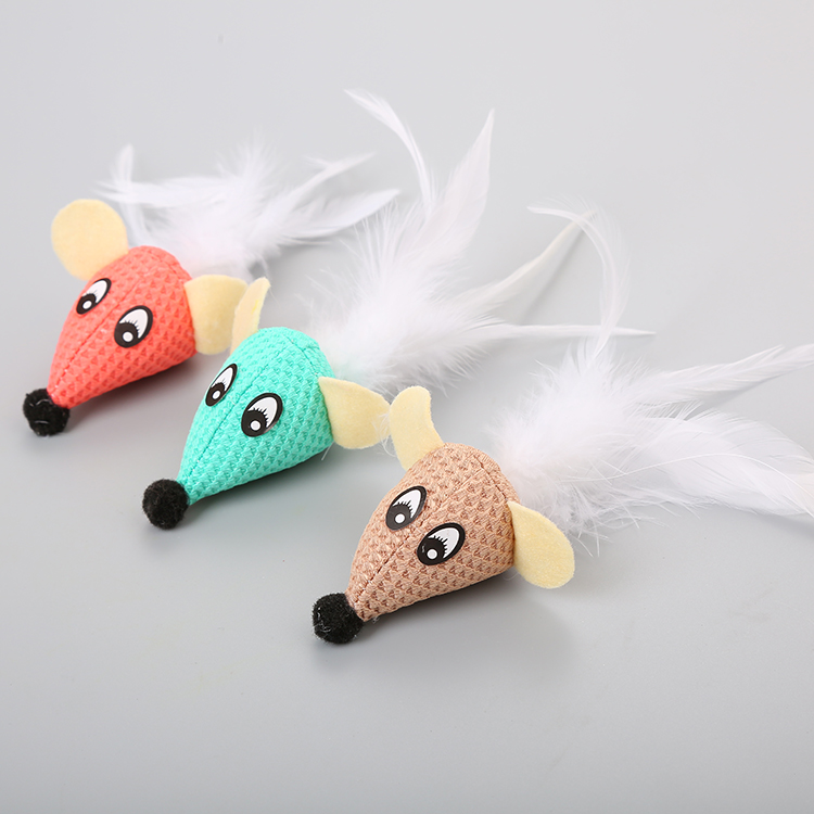 2019 New Wholesale Kitten Pet Toy Mice With Feather