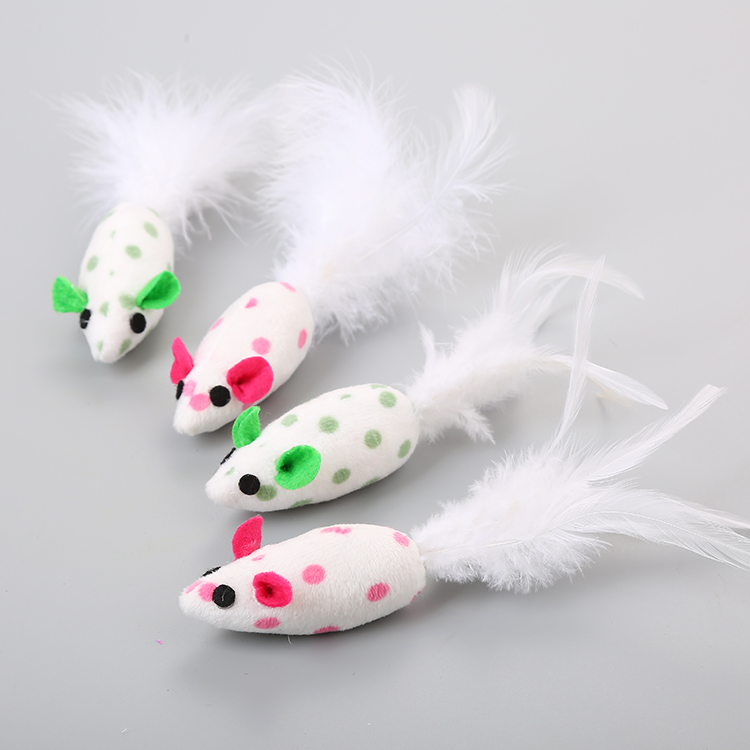 Wholesale Candy Color Plush Mouse Cat Kitten Toy Pet Toy For Cats Play Fun