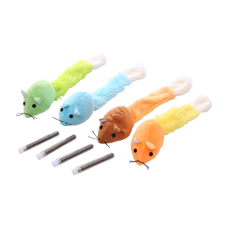 Wholesale 4 Color Soft Plush Mouse For Cat Playing Toy With Catnip Together