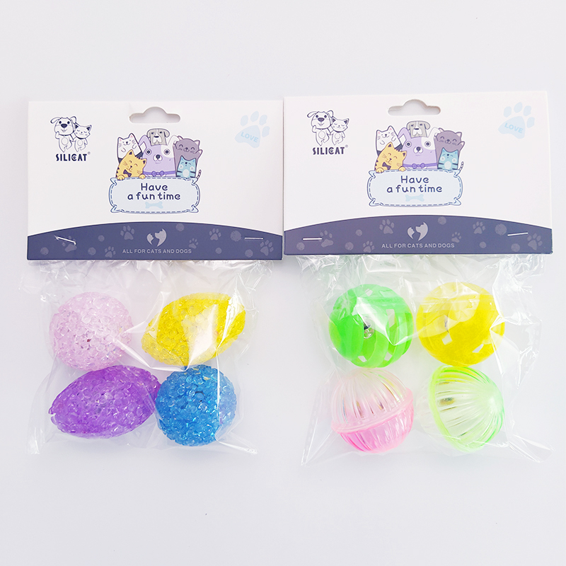 Cheap Pet Kitten Cat Toys With Bell Plastic Cat Ball Pack