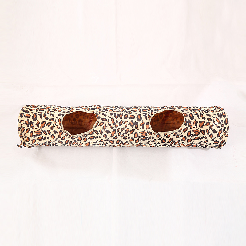 Leopard Pattern Foldable Collapsible Cat Tunnel Toys For Cats Interactive Toys Pet Toys Plush +polyester +steel Wire,190t 10pcs