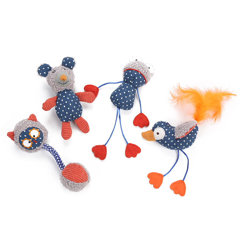 Newest Jean Cat Toys Catnip Mouse Frog Mouse Owl Feather Pet Toy Mint Inside