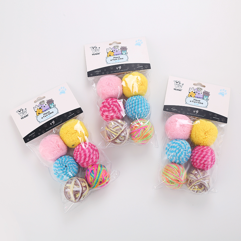 Hot Sale Cat Items Cat Toys Gifts Plush Plastic Balls 6pcs Per Pack
