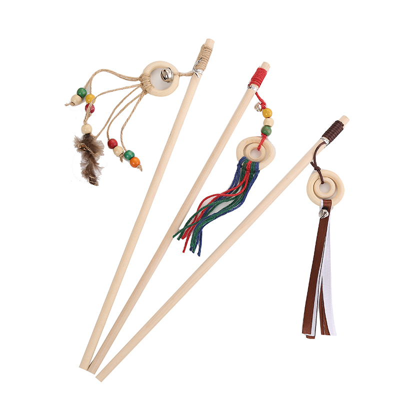 Wood Craftwork Teasing Toy For Cat Kitten Interactive Cat Playing Toy