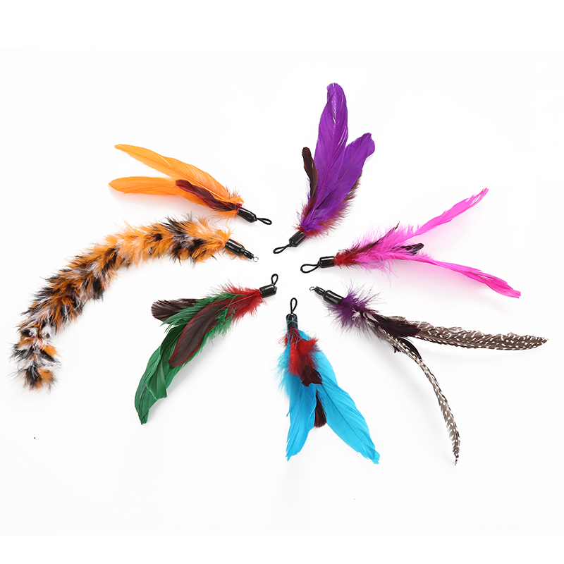 Cat Teaser Replacement Filler Assorted Cat Feather Toy