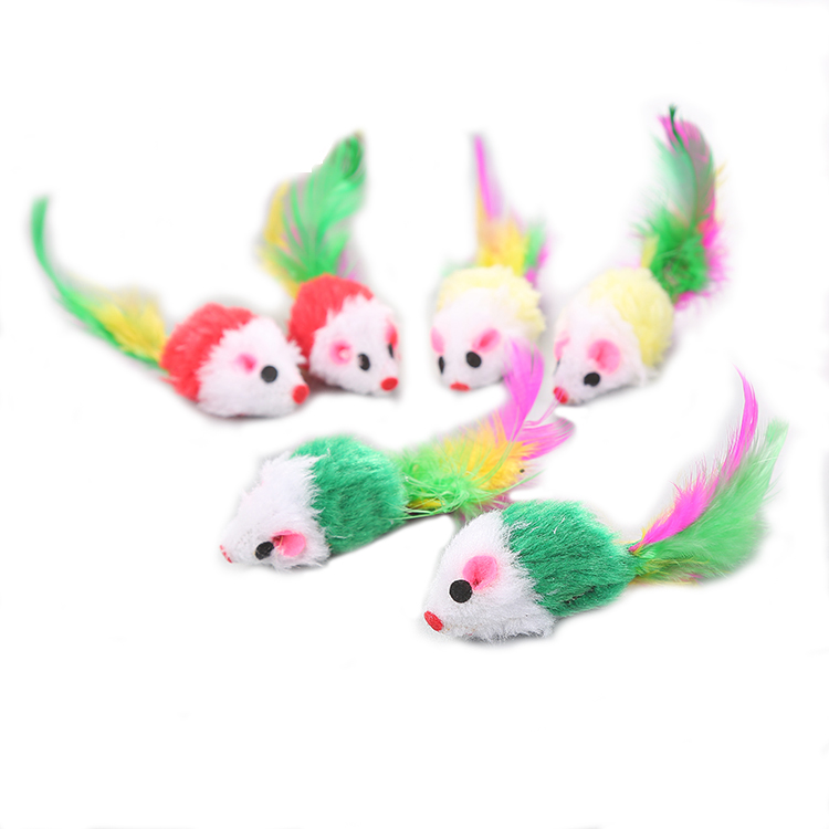 Ready For Shipping Plush Mouse Cat Toy Mice With Rattle