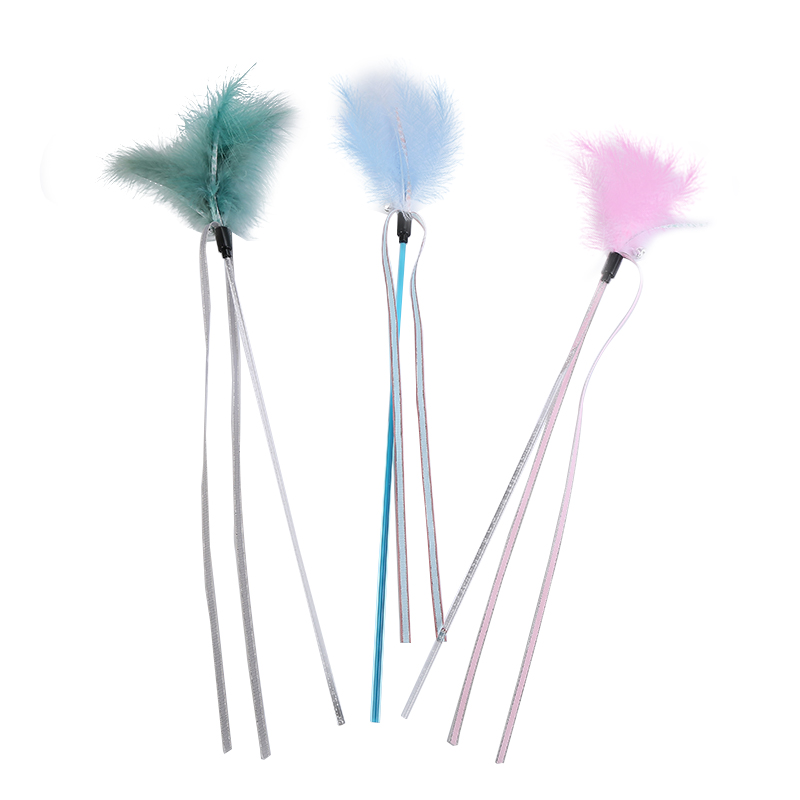 Ribbon Feather Nice Color Cat Stick Cat Happy Toy