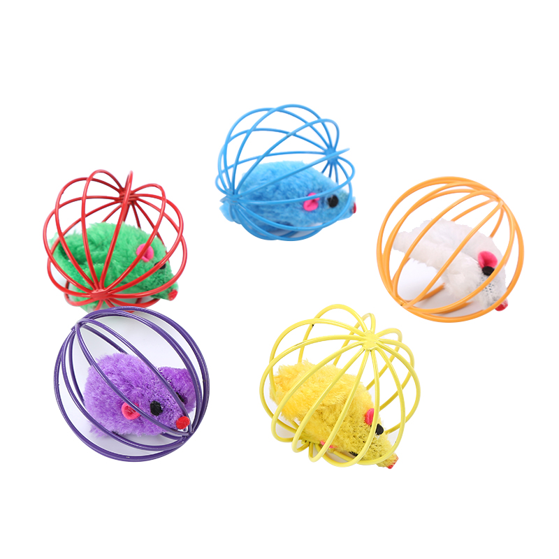 Pretty Color Mouse In Cage For Cat Playing Cat Products