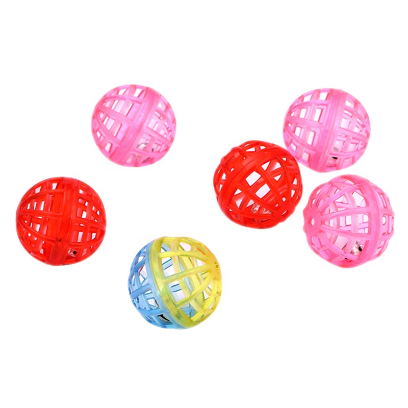 Factory Spot Wholesale Hollow Pinstripe Plastic Bell Ball Cat Toys