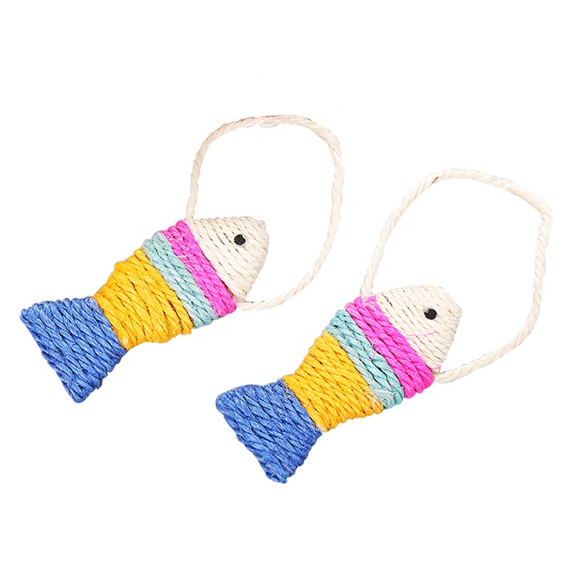 Wholesale Colorful Sisal Fish Cat Scratcher With Lanyard Cat Toys