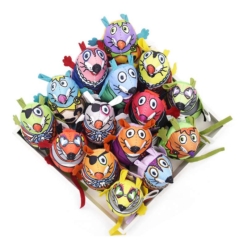 Hot Selling Colorful Interactive Cute Plush Cat Toy Mouse Built In Catnip And Bell