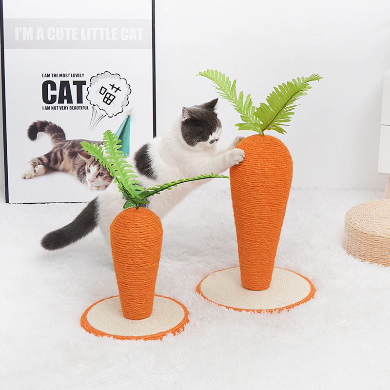 2021 New Style Funny Carrot Shape Sisal Cat Tree Cat Scratcher Toy