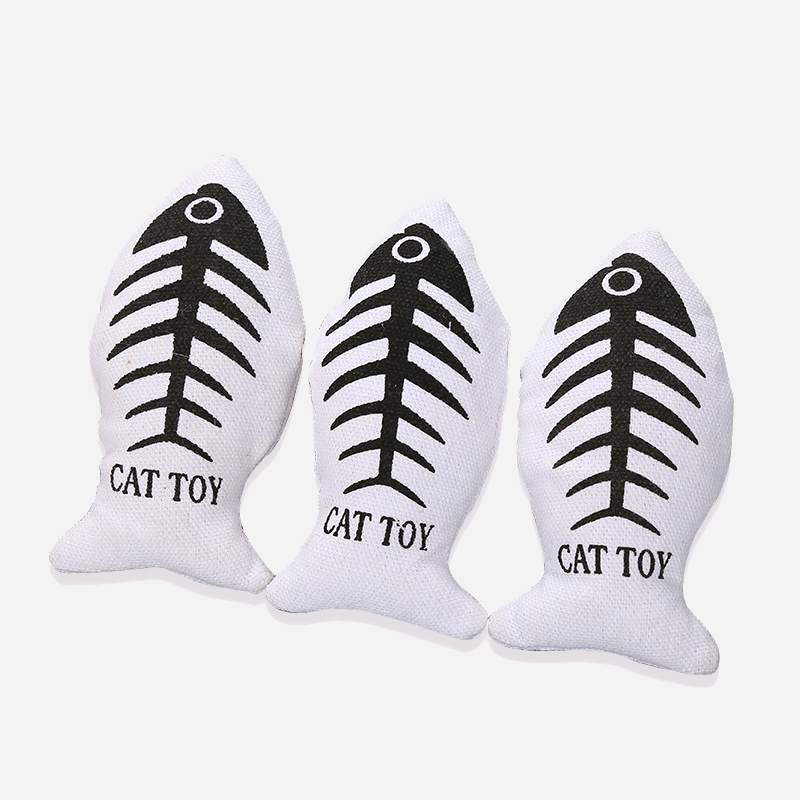 Hot Selling Canvas Printing Cat Fish Catnip Stuffing Pet Cat Toy