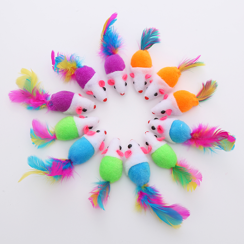 The Factory Spot Colorful Feathers Mouse Interactive Cat Toy