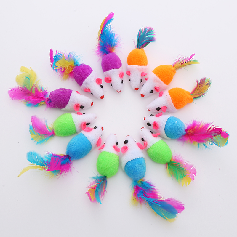 The Factory Spot Colorful Feathers Mouse Interactive Cat Toy