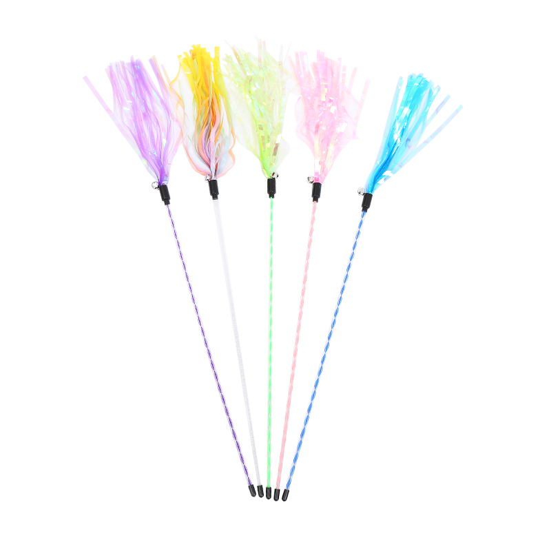 Hot Selling Colorful Braided Acrylic Pole Interactive Cat Teaser