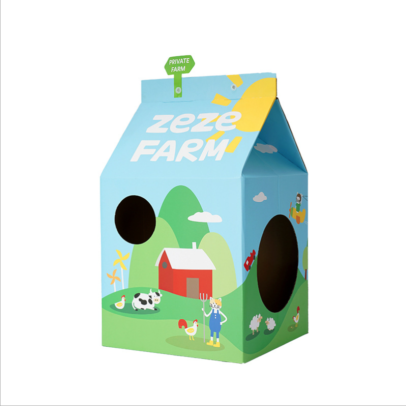 Milk Carton Cat Scratch Board Cat Nest Integrated Corrugated Cardboard Box Durable Cat Claw Board