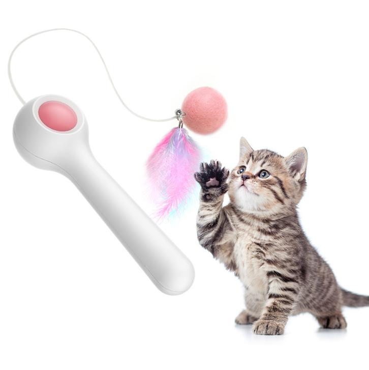 Cat Toy Gravity Retractable Portable Feather Cat Toy Interactive Cat Teaser