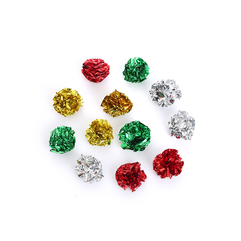 Hot Selling Christmas Series Colorful Ring Paper Ball Interactive Cat Toy