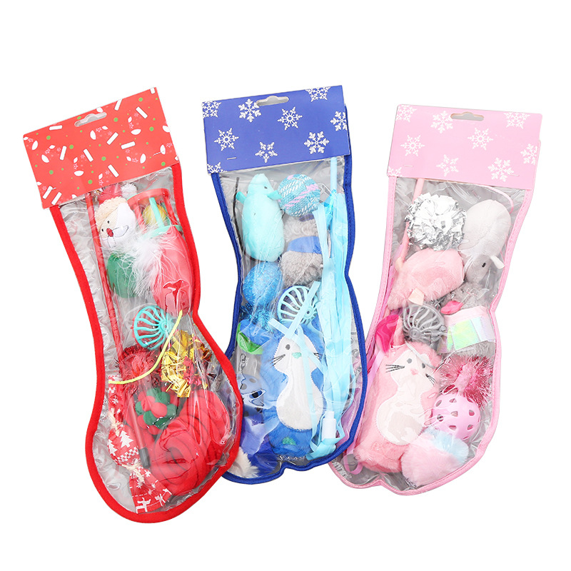 New Hot Sale Christmas Set Cat Toy Ball Plush Catnip Santa Snowman Cat Toy