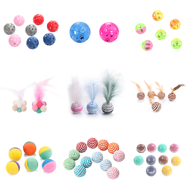 Best Seller Interactive Cat Toy Balls Plastic Bell Ball With Feather