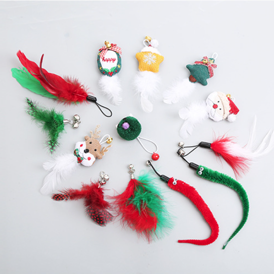 Cat Toy Christmas Series Feather Replacement Head Interactive Play-chasing Pet Supplies