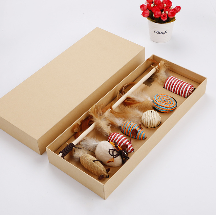 Hot Selling Luxury Multi Functional Interactive Feather Cat Teaser Toy Set