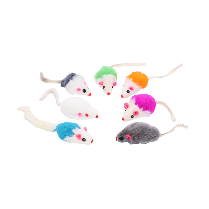 Rabbit Fur Mice Cat Toy With Rattle