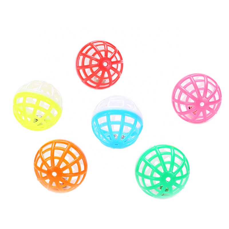 Factory Spot Wholesale Two Color Hollow Pinstripe Plastic Bell Ball Cat Toys
