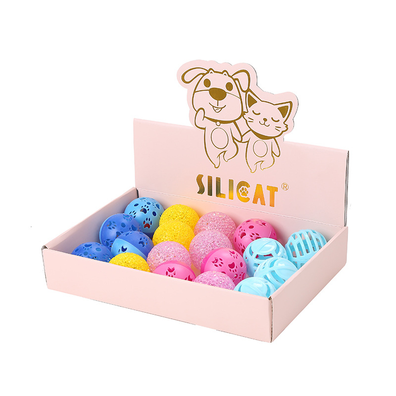 Factory Direct Sale Plastic Toy Ball 18 Packs With Display Box Cat Toy