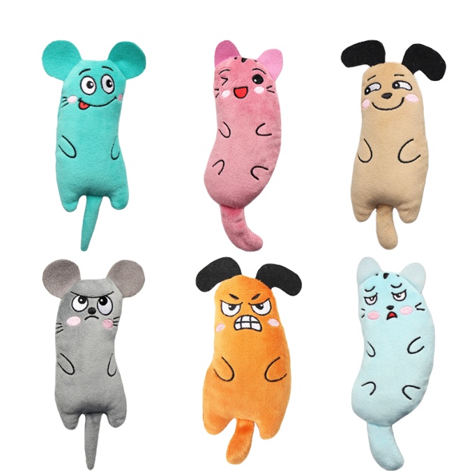Cute Shape Cat Teeth Cleaning Interactive Thumb Toy Catnip Plush Toy