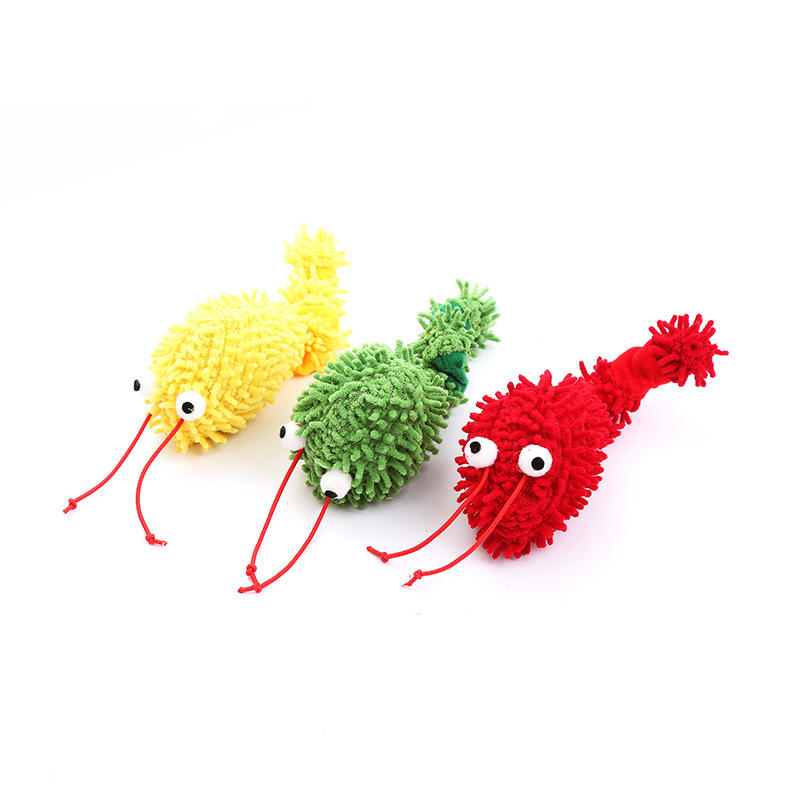 Factory Direct Sale Mop Fluffy Caterpillar Three Color Optional Vibration Pull Ring Cat Toy