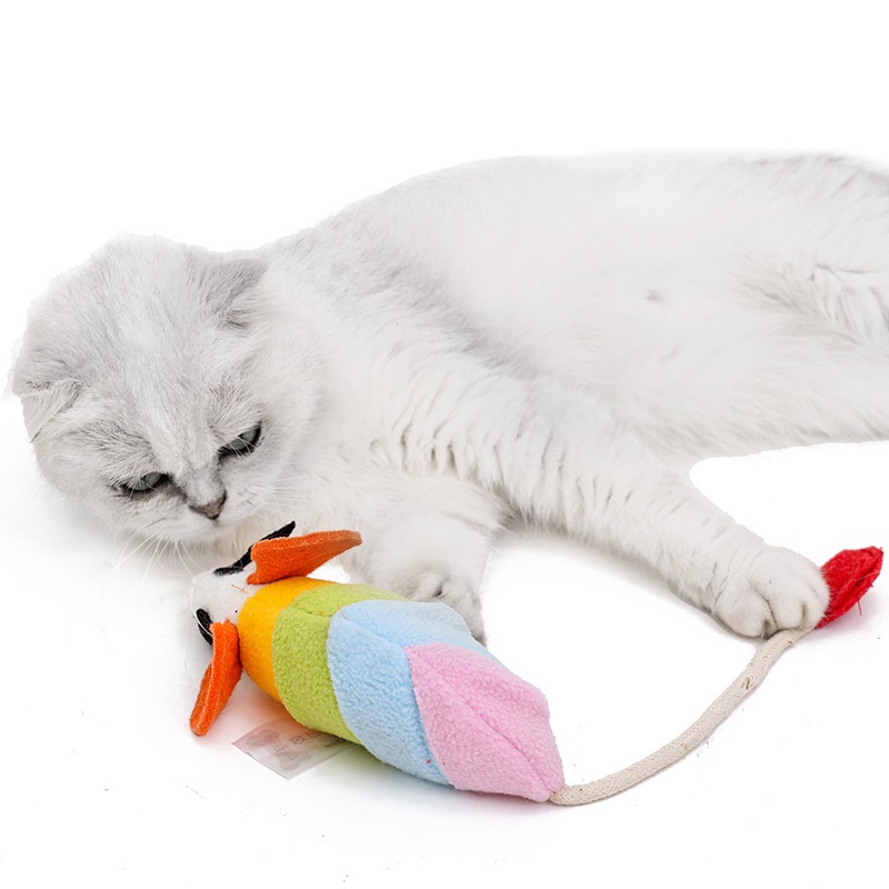 New Colorful Mouse Cat Toy Bite Resistant Catnip Pocket Teaser Stick