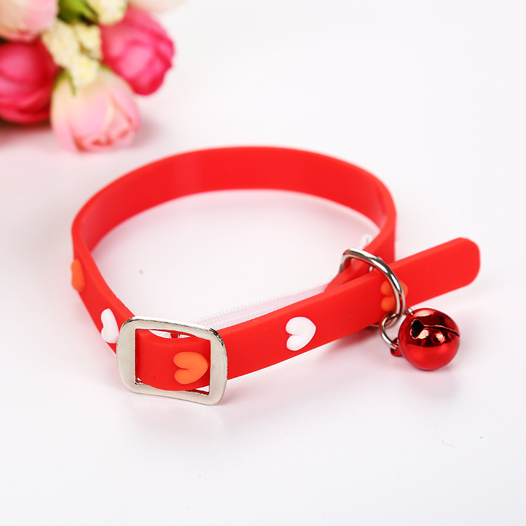Colorful Silicone Small Pet Dog Cat Collar With Jingle Bell