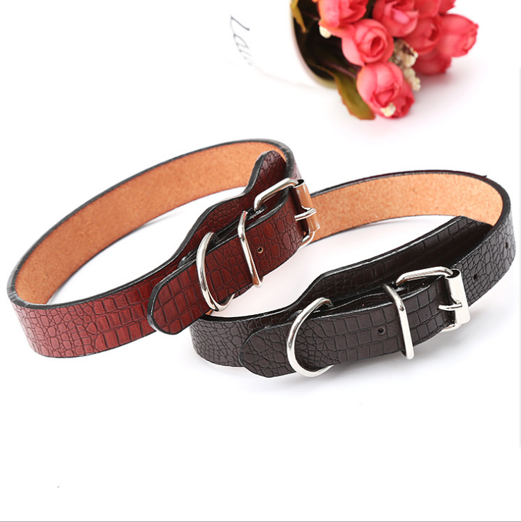 Pet Supplier Custom Leather Plain Dog Collar For Walking Training Outdoor