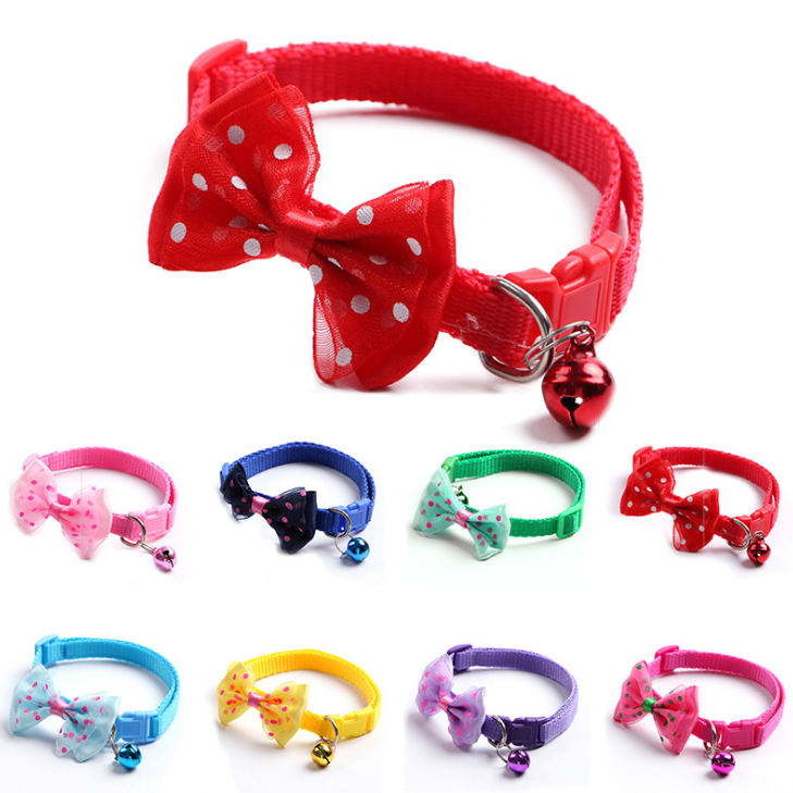 Colorful Bow Adjustable Pet Collar For Cat