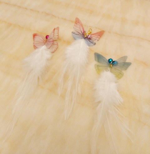 New Design Cat Teaser Replacement Head Tulle Feather Butterfly Multicolor Optional